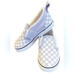 TODDLER SLIP-ON V CHECKERBOARD SHOE lavender/white sz 7c NWOT